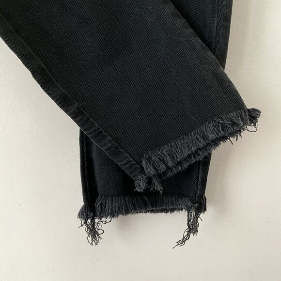 One X One Teaspoon Low Waist Bow Shaped Tapered Leg Jeans Curved Hem Black 32 - Picture 10 of 11